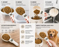 Soralab Smart Measure digital pet food scoop in white, with LED display showing 125g. Ideal for precise pet feeding.