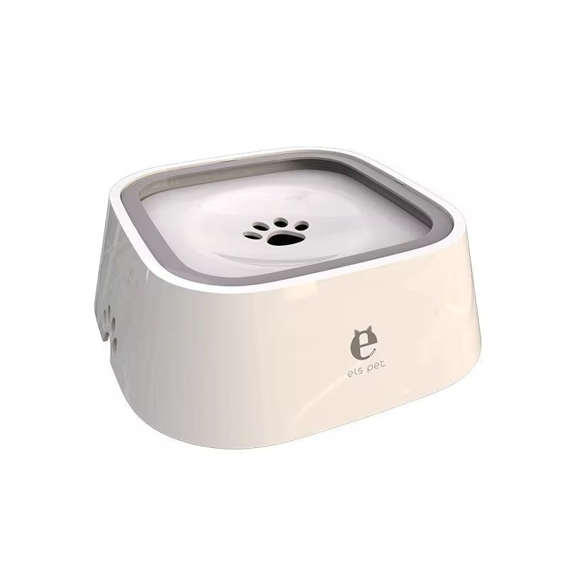 Soralab beige no-spill pet water bowl with floating design and paw print detail