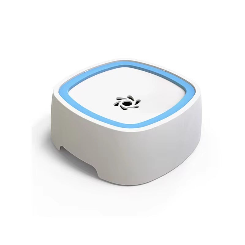 Soralab white and blue no-spill pet water bowl with floating design