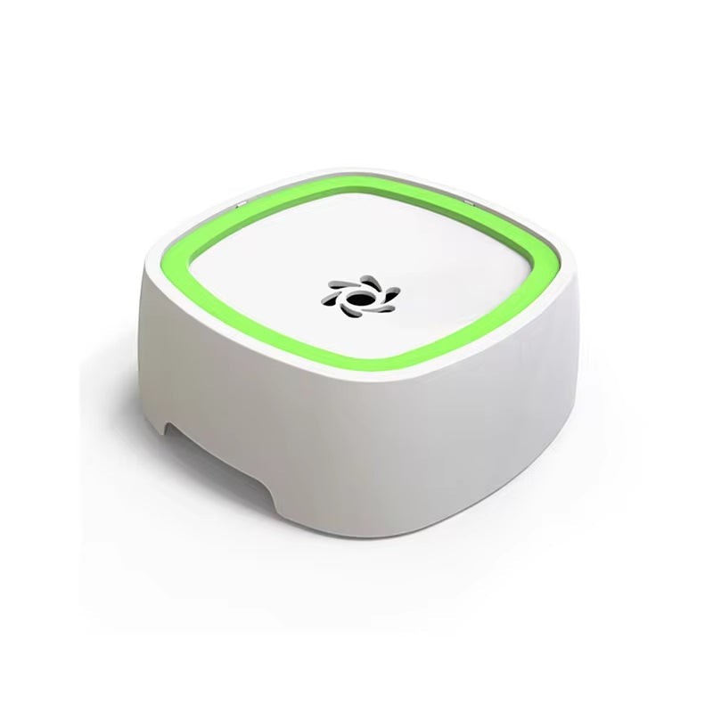 Soralab white and green no-spill pet water bowl with floating design